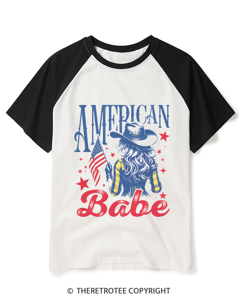 TheRetroTee American Babe Raglan Baseball T-Shirt