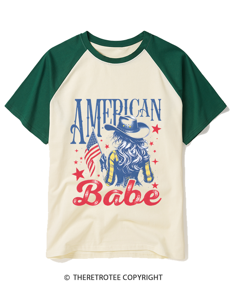 TheRetroTee American Babe Raglan Baseball T-Shirt