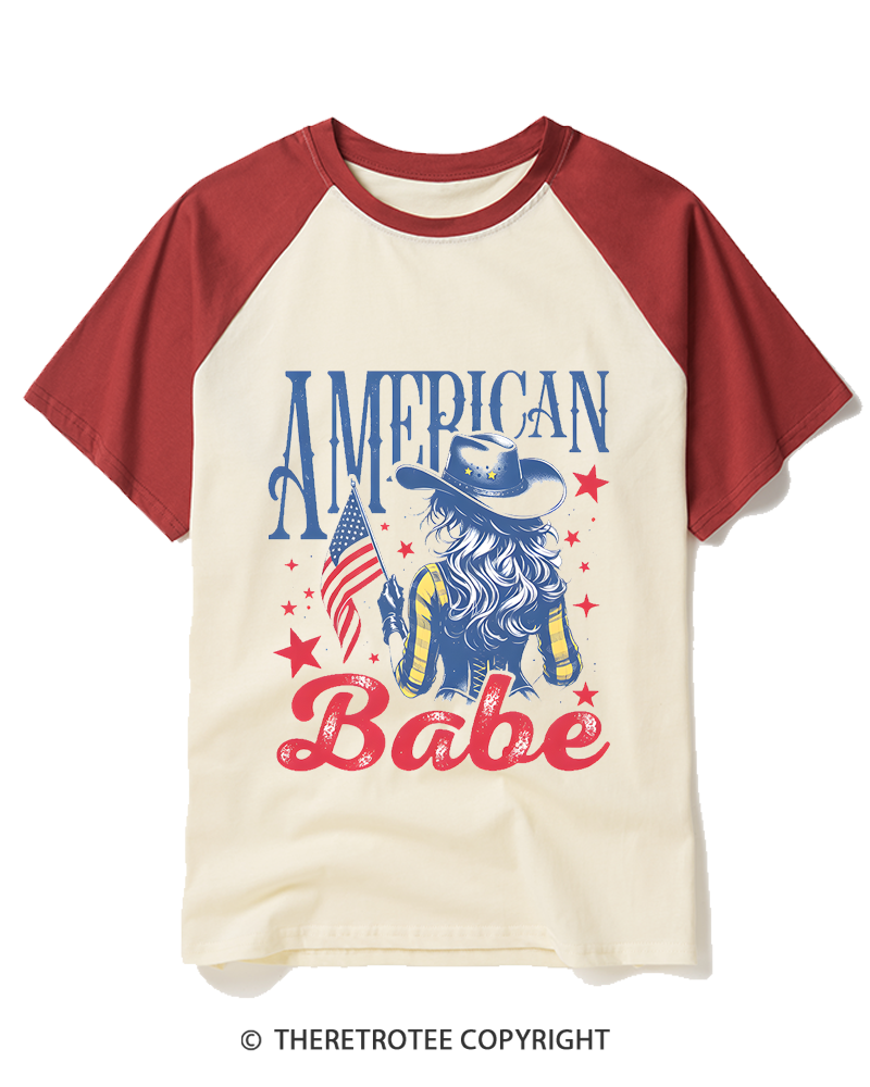 TheRetroTee American Babe Raglan Baseball T-Shirt