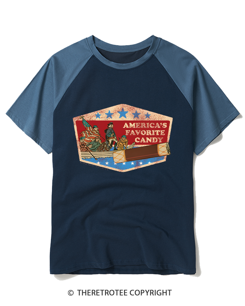 TheRetroTee America’s Favorite Candy Raglan Baseball T-Shirt