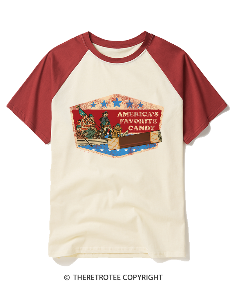 TheRetroTee America’s Favorite Candy Raglan Baseball T-Shirt