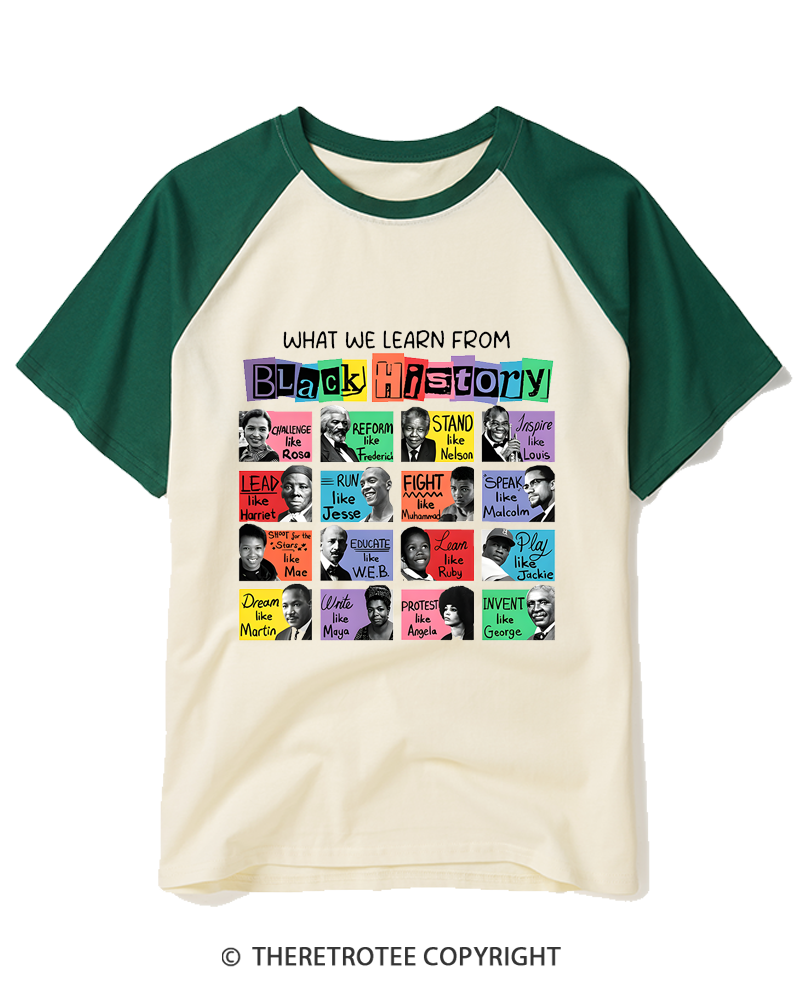 TheRetroTee Black History Month Raglan Baseball T-Shirt