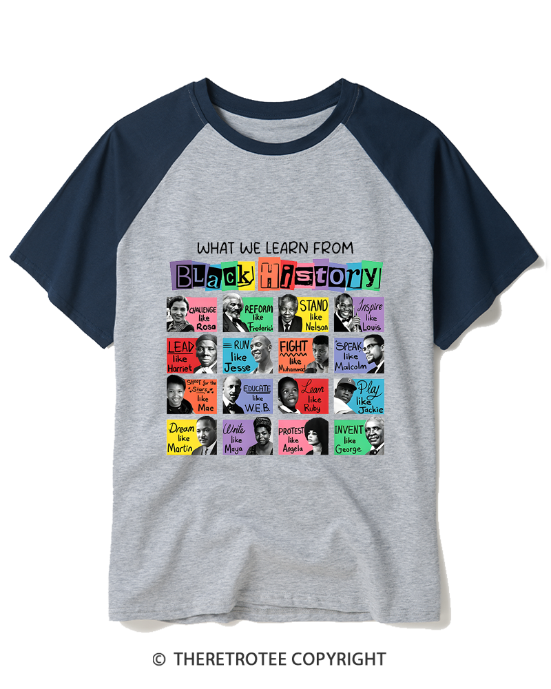 TheRetroTee Black History Month Raglan Baseball T-Shirt
