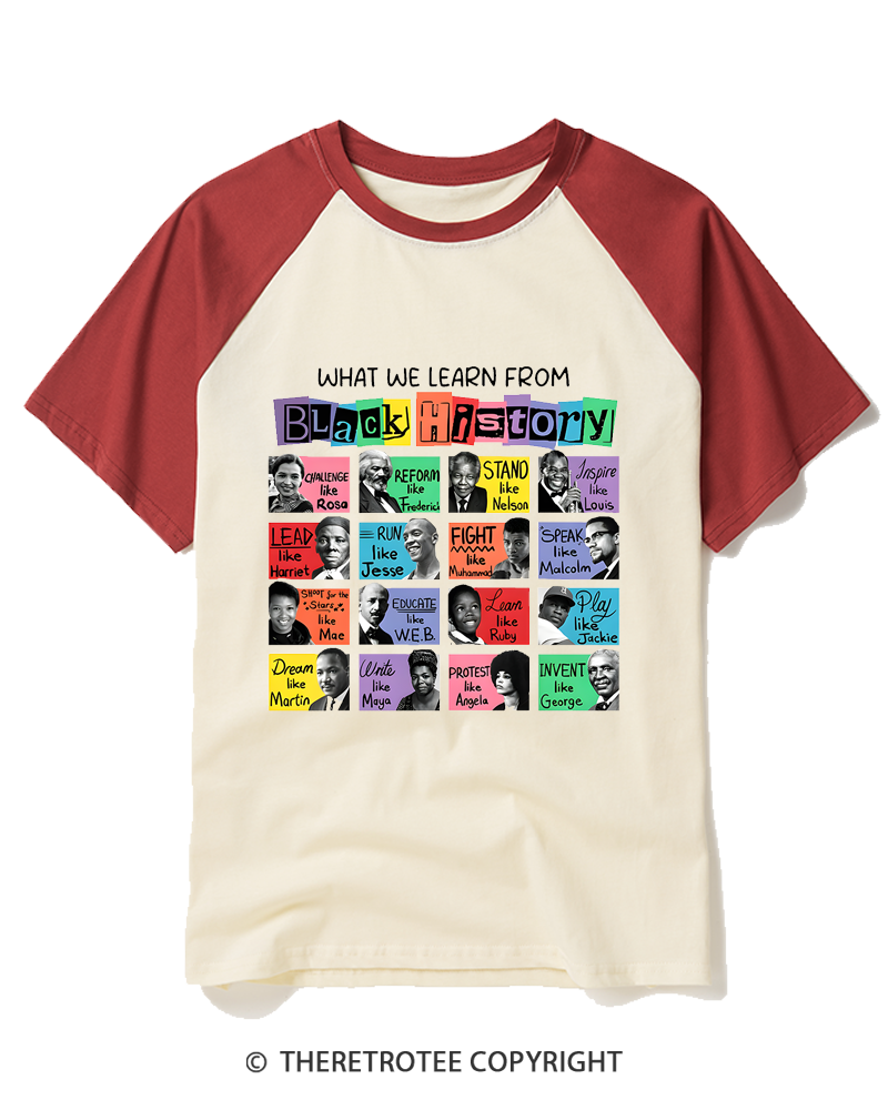 TheRetroTee Black History Month Raglan Baseball T-Shirt