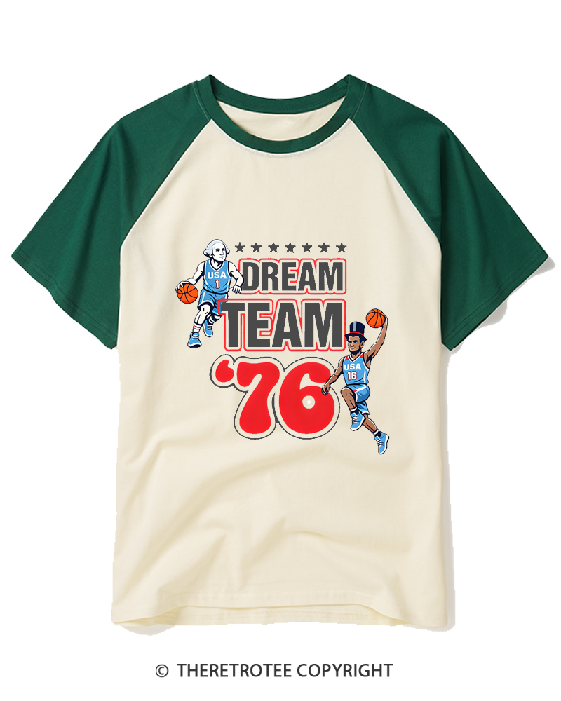 TheRetroTee Dream Team '76 1970s Raglan Baseball T-Shirt