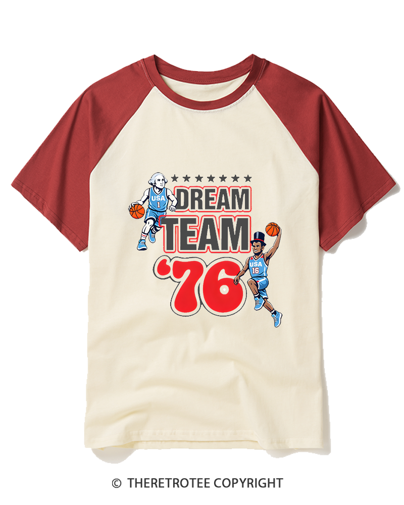 TheRetroTee Dream Team '76 1970s Raglan Baseball T-Shirt