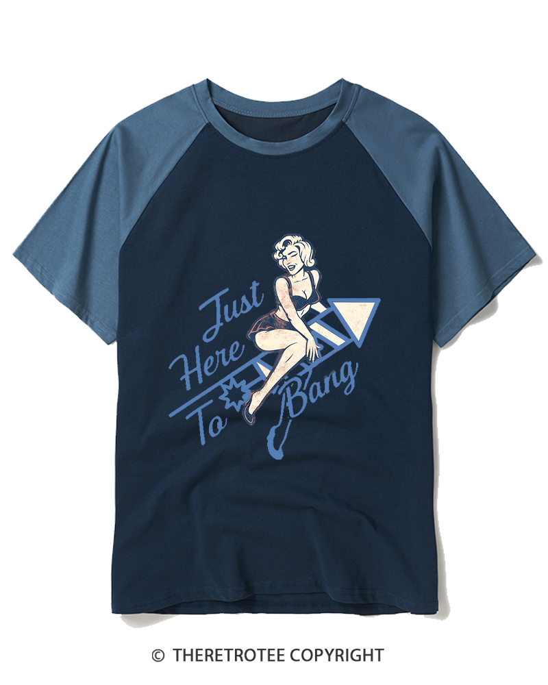 TheRetroTee Here To Bang Raglan Baseball T-Shirt