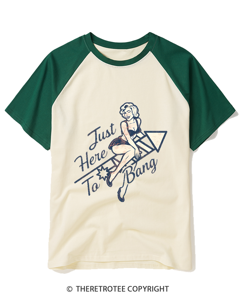 TheRetroTee Here To Bang Raglan Baseball T-Shirt