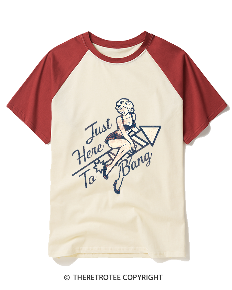 TheRetroTee Here To Bang Raglan Baseball T-Shirt