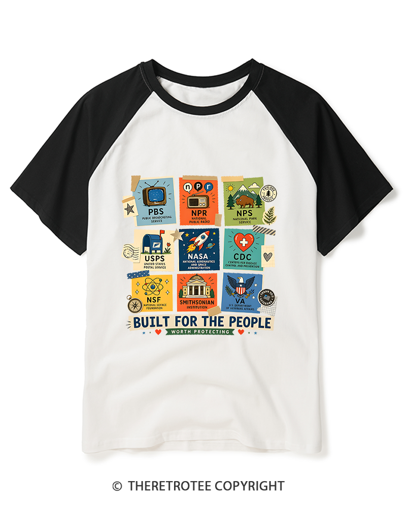 TheRetroTee Protect Democratic Institutions PBS NPR Raglan Baseball T-Shirt