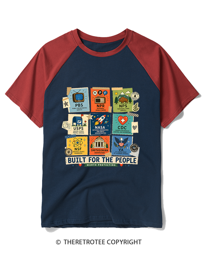TheRetroTee Protect Democratic Institutions PBS NPR Raglan Baseball T-Shirt