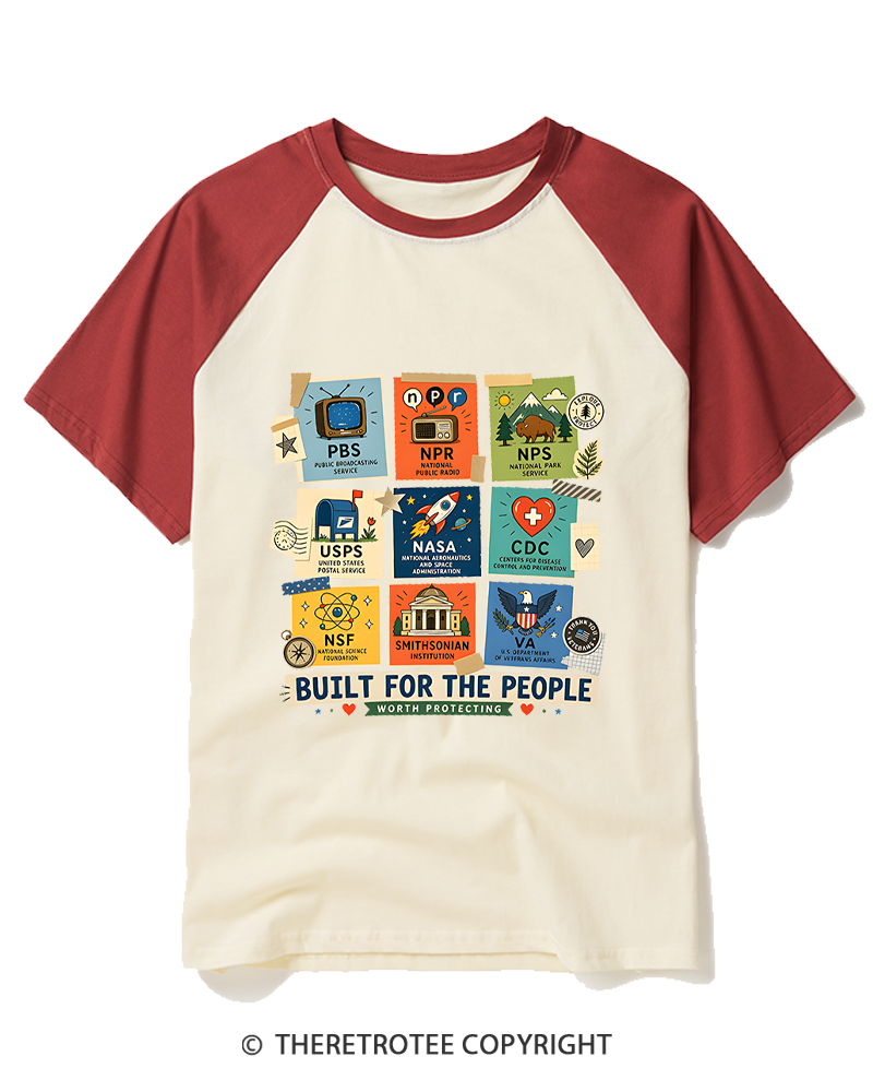 TheRetroTee Protect Democratic Institutions PBS NPR Raglan Baseball T-Shirt