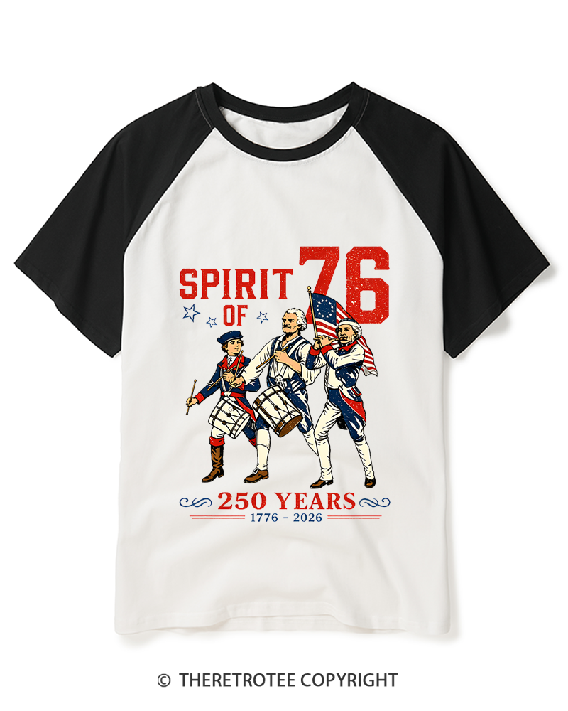 TheRetroTee Spirit of '76 Raglan Baseball T-Shirt