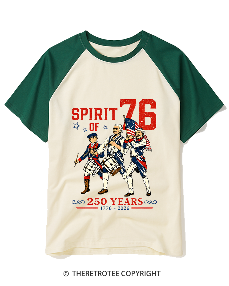 TheRetroTee Spirit of '76 Raglan Baseball T-Shirt