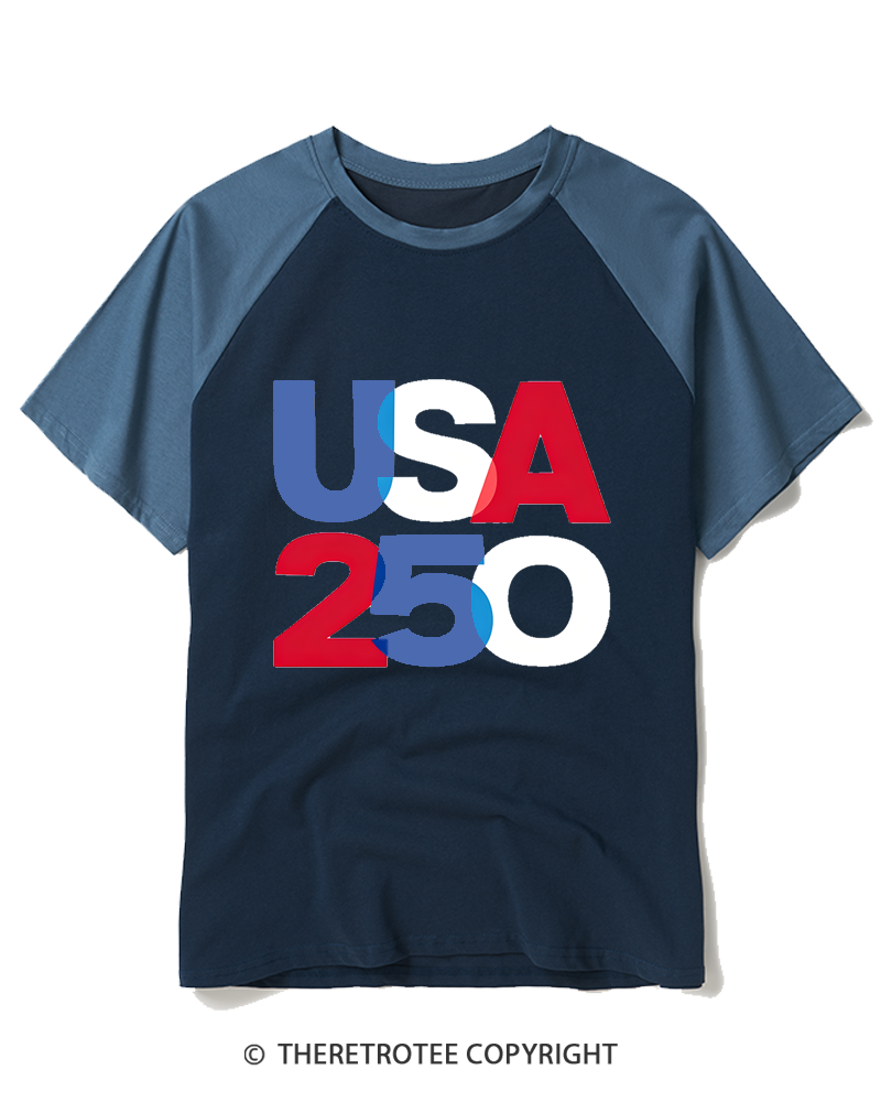 TheRetroTee USA 250 Overlay Raglan Baseball T-Shirt