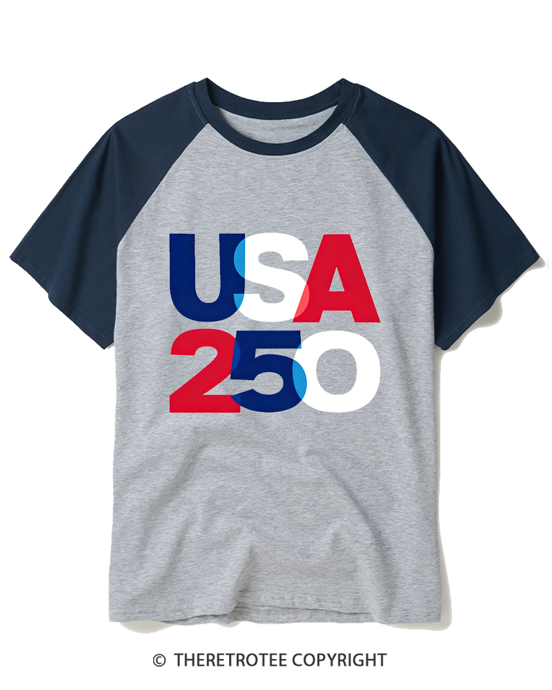 TheRetroTee USA 250 Overlay Raglan Baseball T-Shirt