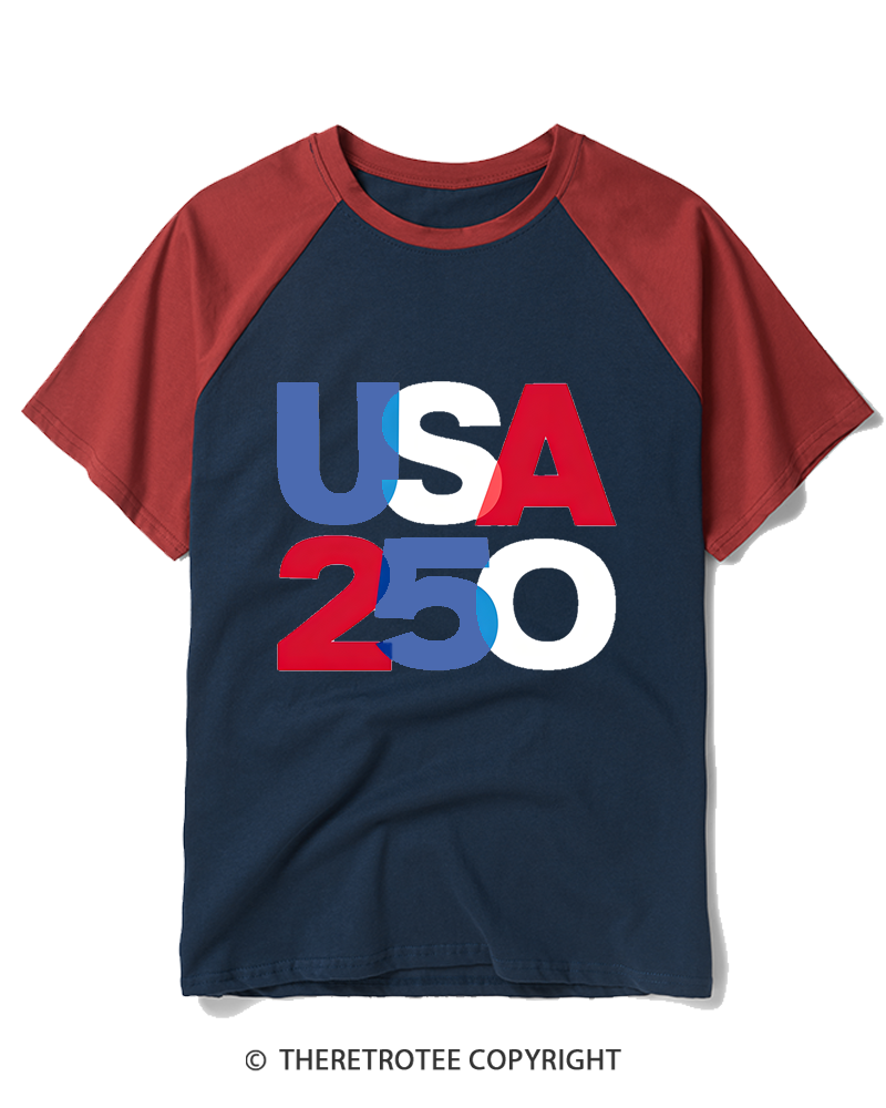 TheRetroTee USA 250 Overlay Raglan Baseball T-Shirt
