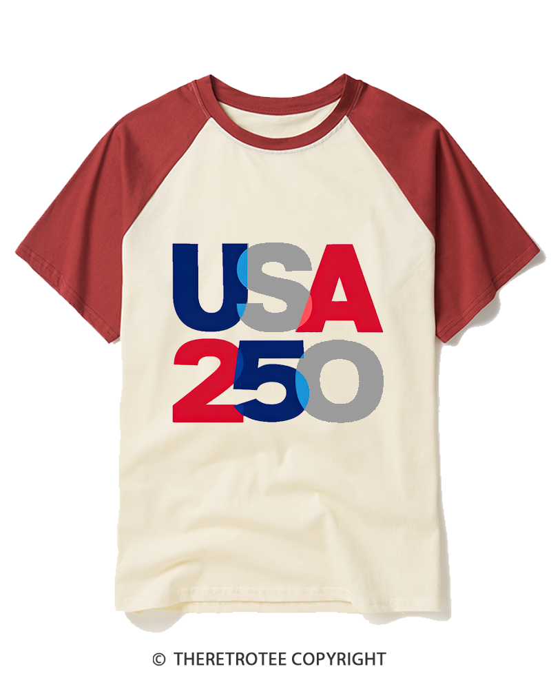 TheRetroTee USA 250 Overlay Raglan Baseball T-Shirt