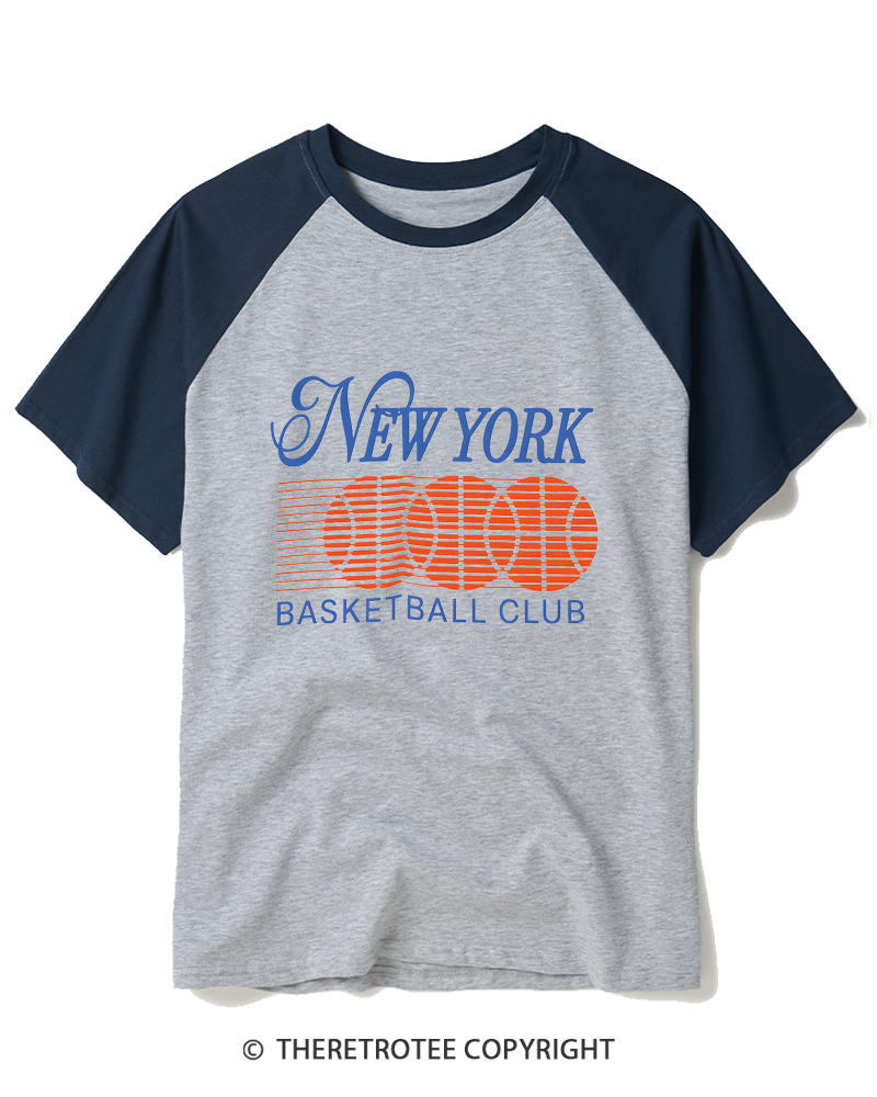 TheRetroTee 1990s New York Basketball Graphic Raglan Baseball T-Shirt