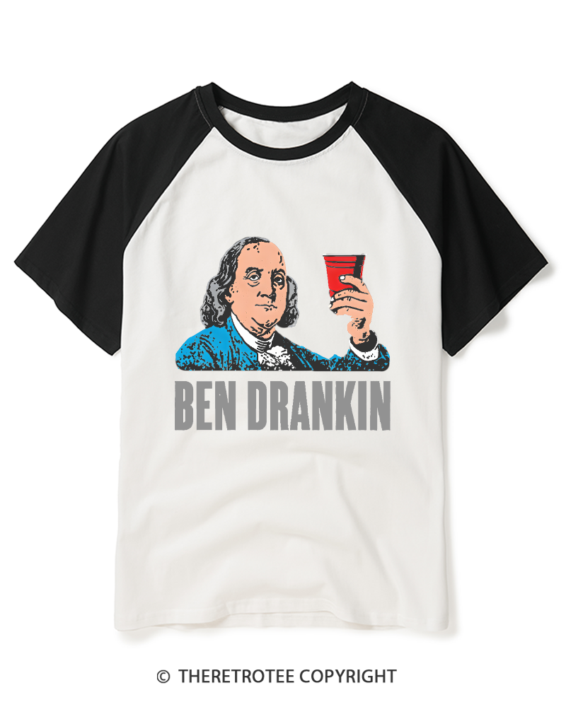 TheRetroTee Ben Drankin 1776 Raglan Baseball T-Shirt