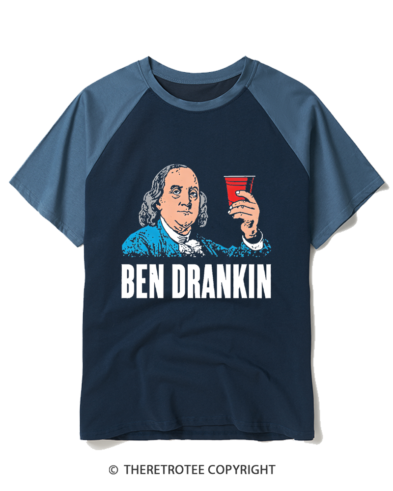 TheRetroTee Ben Drankin 1776 Raglan Baseball T-Shirt