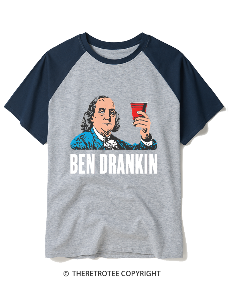 TheRetroTee Ben Drankin 1776 Raglan Baseball T-Shirt