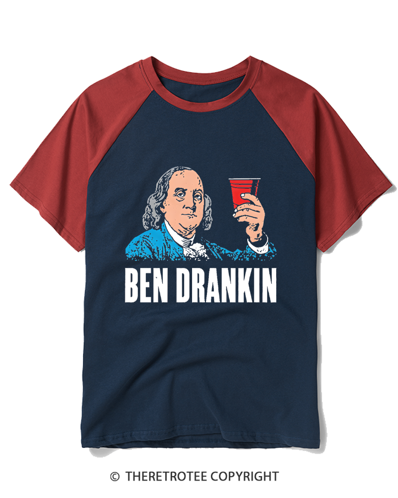 TheRetroTee Ben Drankin 1776 Raglan Baseball T-Shirt
