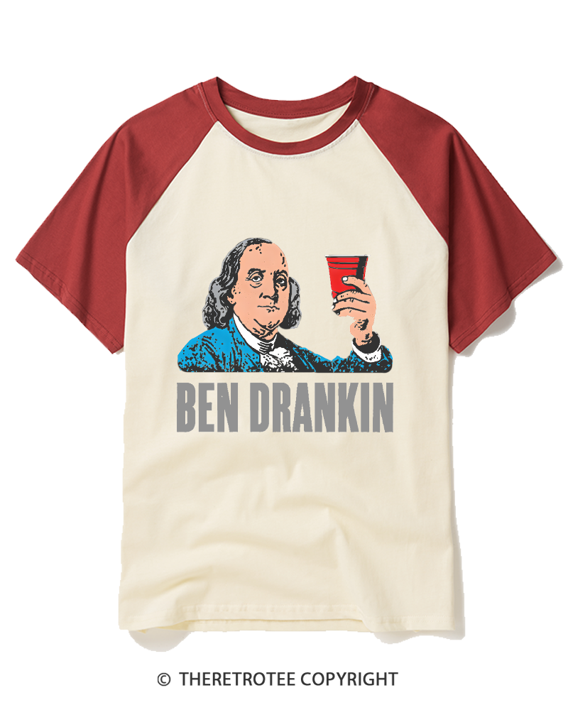 TheRetroTee Ben Drankin 1776 Raglan Baseball T-Shirt