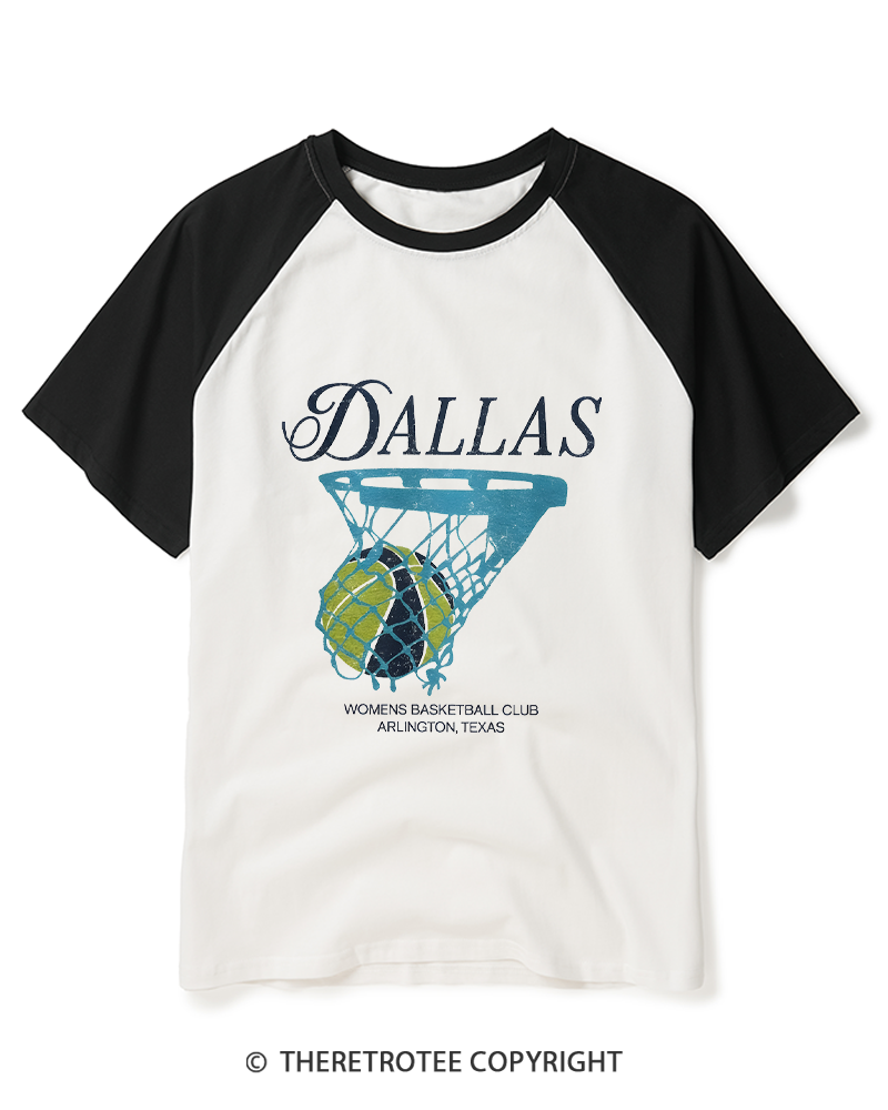 TheRetroTee Dallas Women Basketball 1946 Raglan Baseball T-Shirt