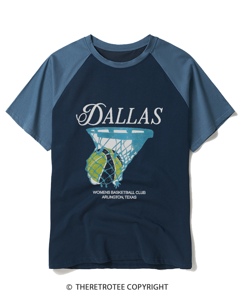 TheRetroTee Dallas Women Basketball 1946 Raglan Baseball T-Shirt