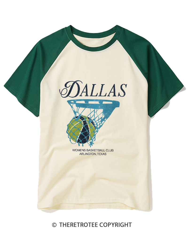 TheRetroTee Dallas Women Basketball 1946 Raglan Baseball T-Shirt