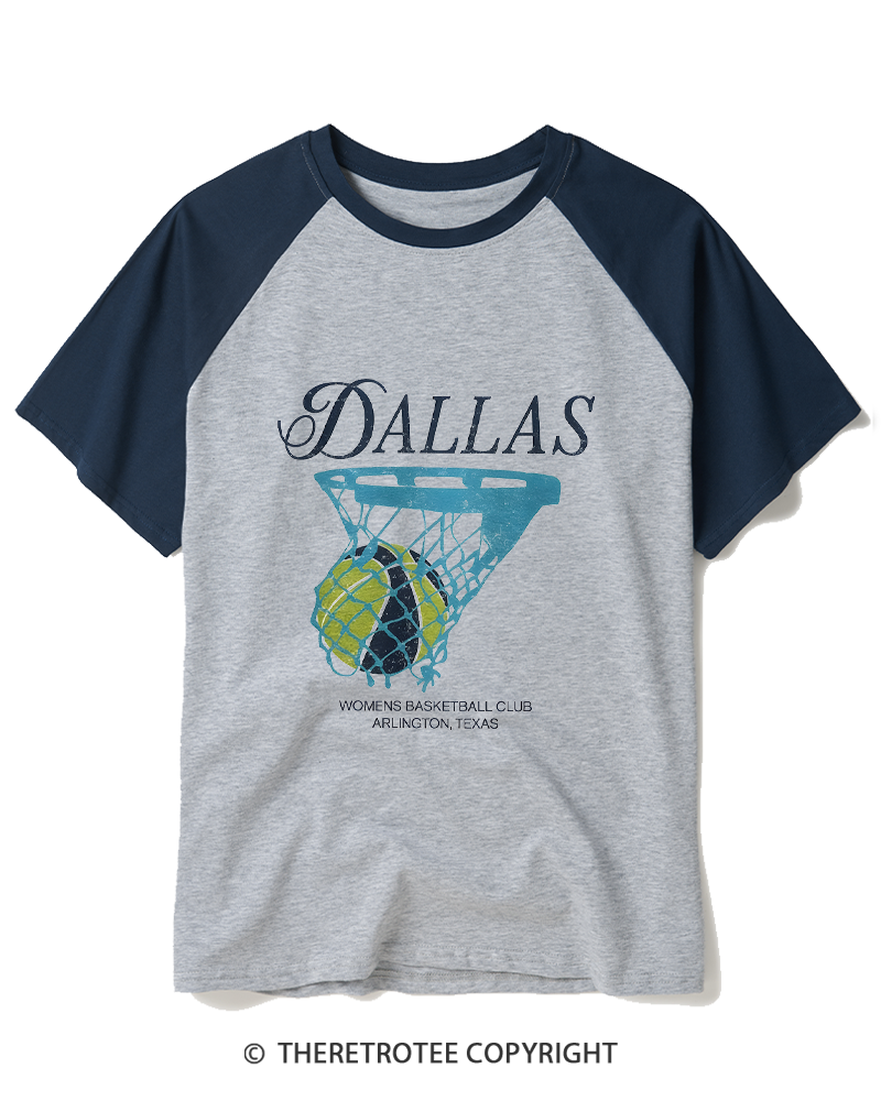 TheRetroTee Dallas Women Basketball 1946 Raglan Baseball T-Shirt