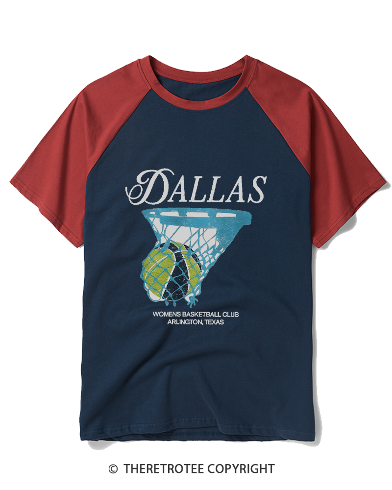 TheRetroTee Dallas Women Basketball 1946 Raglan Baseball T-Shirt
