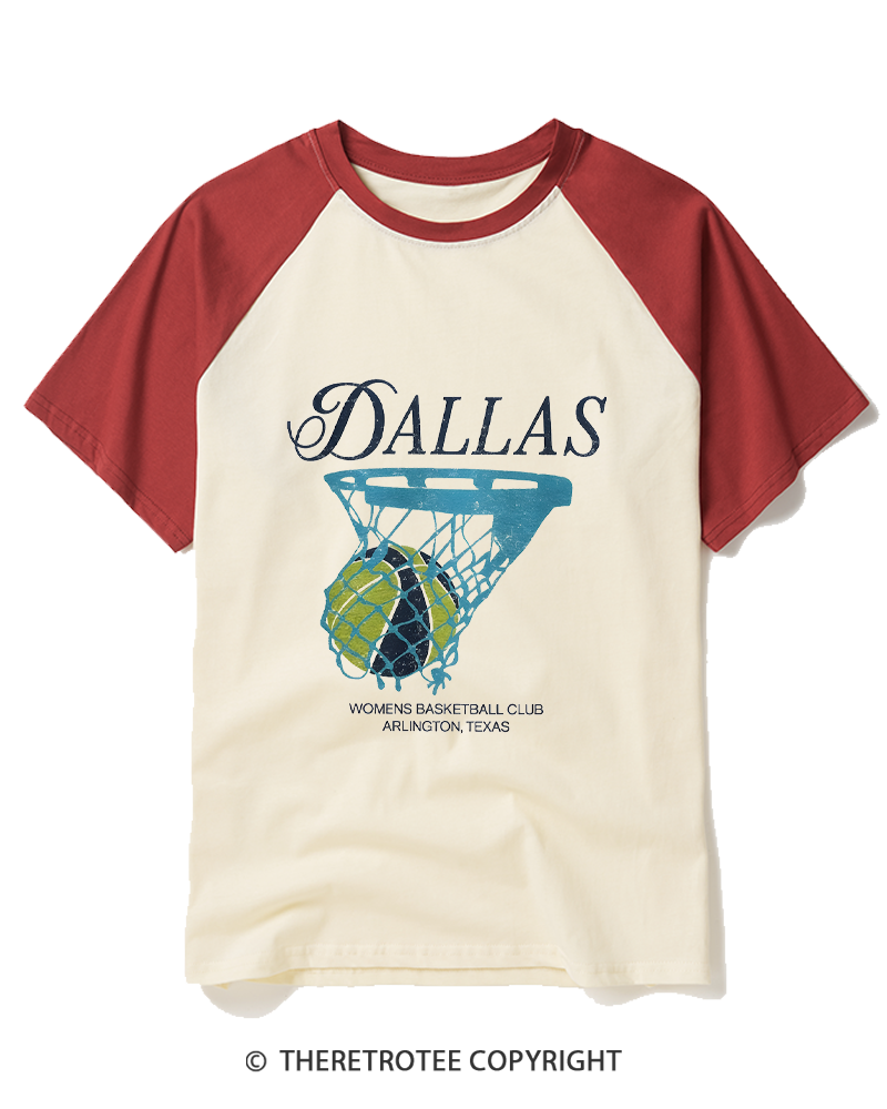 TheRetroTee Dallas Women Basketball 1946 Raglan Baseball T-Shirt