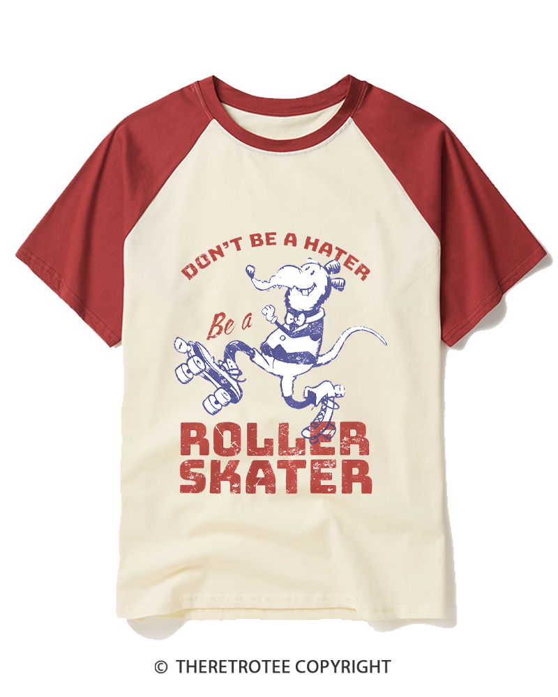 TheRetroTee Don't Be A Hater 1980s Raglan Baseball T-Shirt