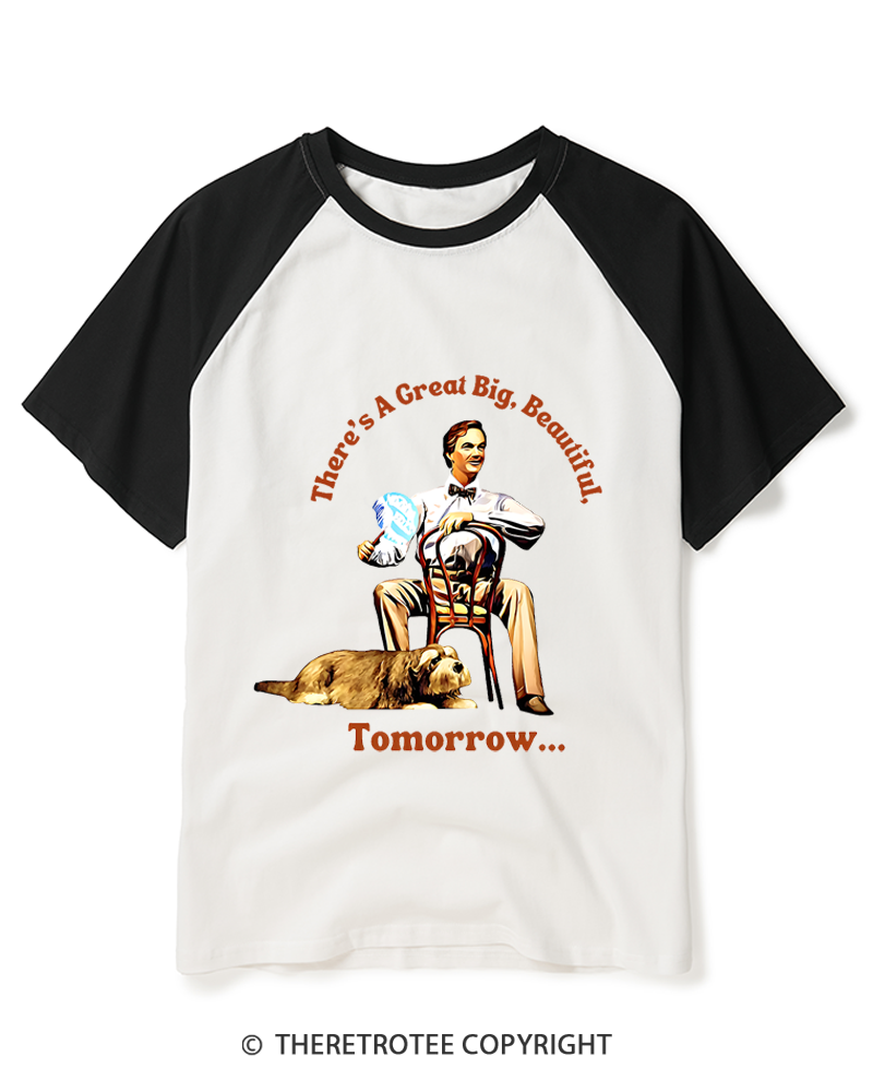 TheRetroTee A Brighter Tomorrow Is Coming 1950s Raglan Baseball T-Shirt
