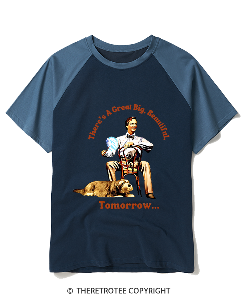 TheRetroTee A Brighter Tomorrow Is Coming 1950s Raglan Baseball T-Shirt