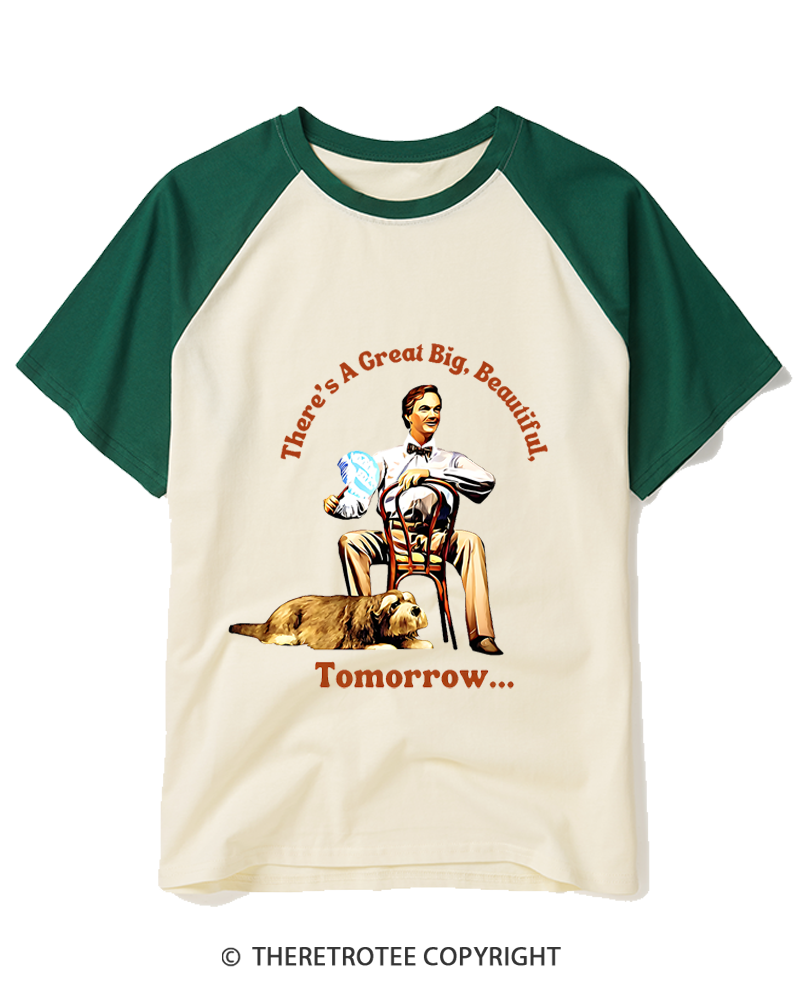 TheRetroTee A Brighter Tomorrow Is Coming 1950s Raglan Baseball T-Shirt