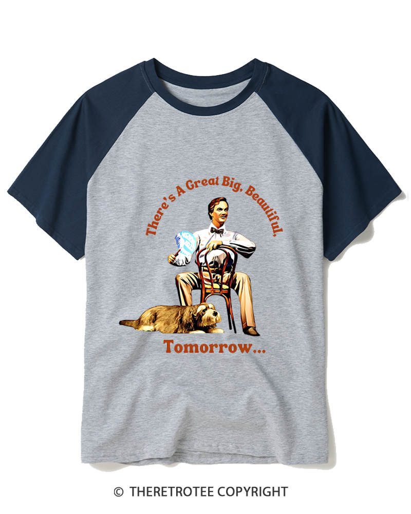 TheRetroTee A Brighter Tomorrow Is Coming 1950s Raglan Baseball T-Shirt