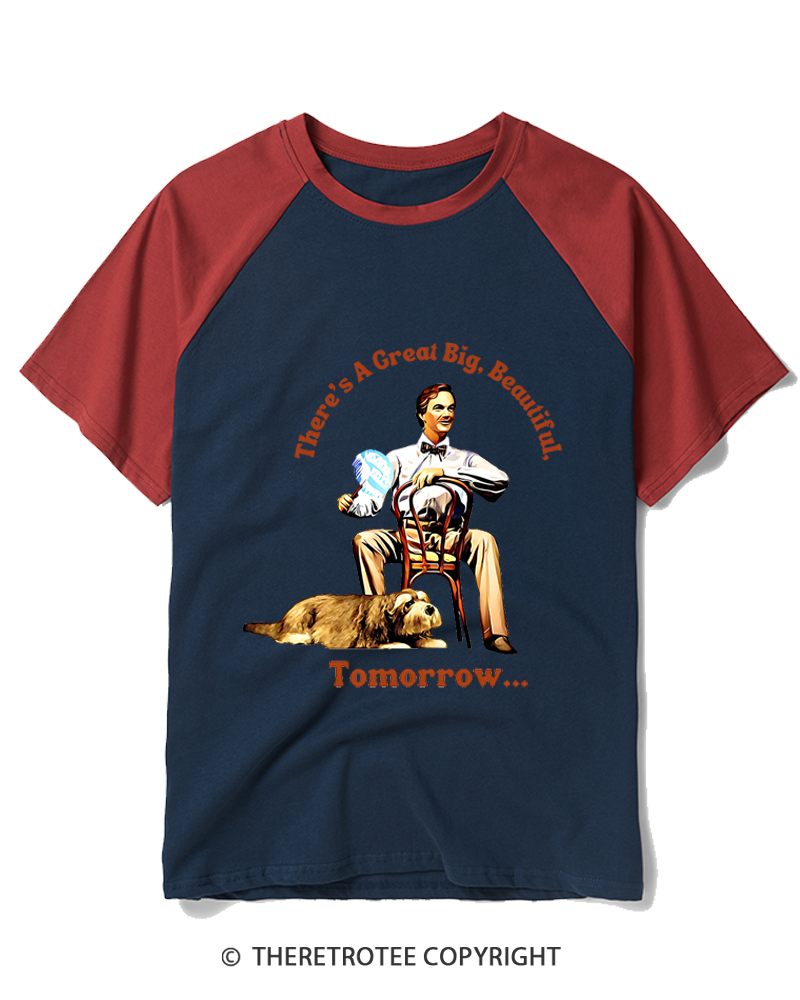 TheRetroTee A Brighter Tomorrow Is Coming 1950s Raglan Baseball T-Shirt