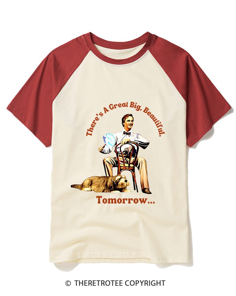 TheRetroTee A Brighter Tomorrow Is Coming 1950s Raglan Baseball T-Shirt