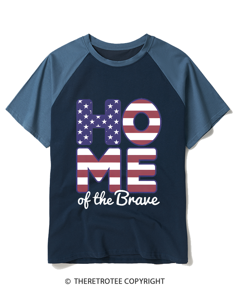 TheRetroTee Home of the Brave 1776 Raglan Baseball T-Shirt