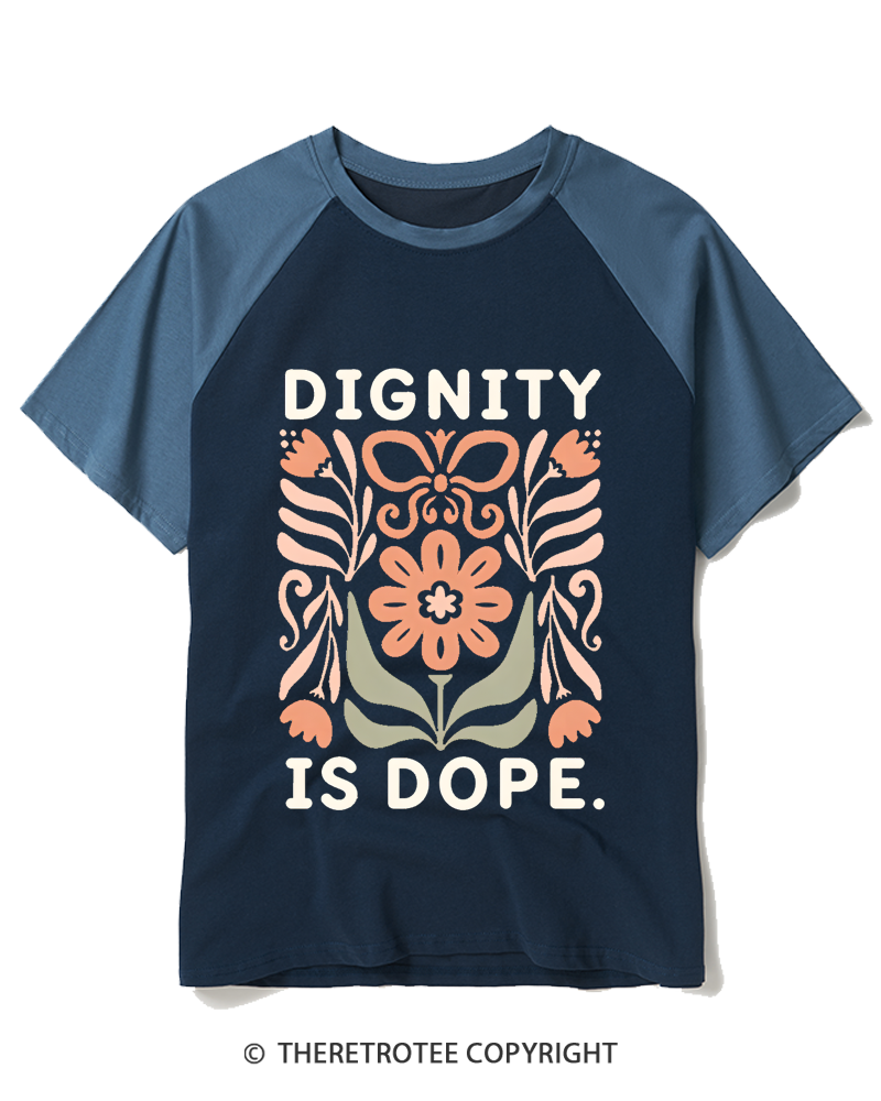 TheRetroTee Human Dignity  1970s Raglan Baseball T-Shirt