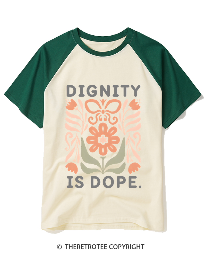 TheRetroTee Human Dignity  1970s Raglan Baseball T-Shirt