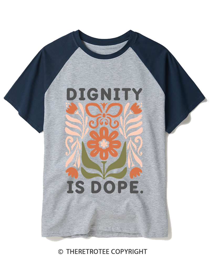 TheRetroTee Human Dignity  1970s Raglan Baseball T-Shirt