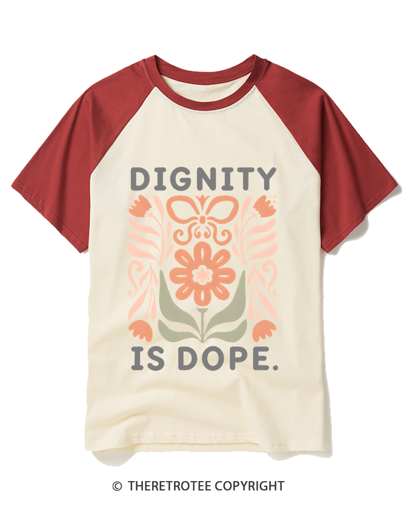TheRetroTee Human Dignity  1970s Raglan Baseball T-Shirt