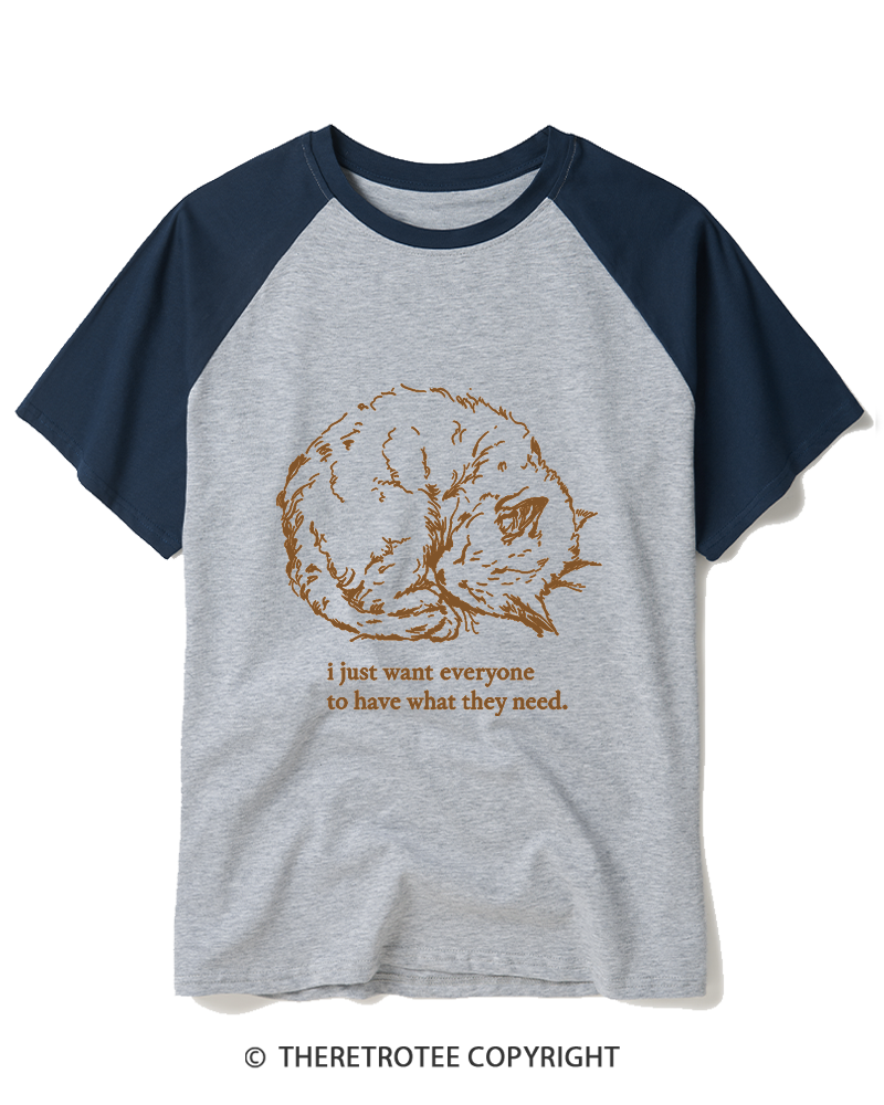 TheRetroTee I Just Want People To Have What They Need 1970s Raglan Baseball T-Shirt