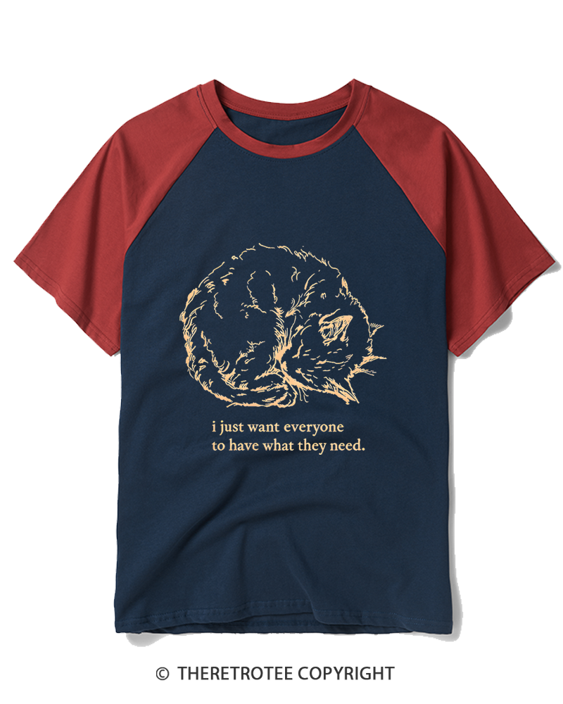 TheRetroTee I Just Want People To Have What They Need 1970s Raglan Baseball T-Shirt