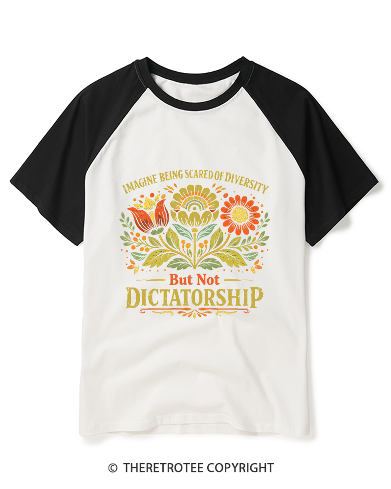 TheRetroTee Imagine Being Scared Of Diversity 1970s Raglan Baseball T-Shirt