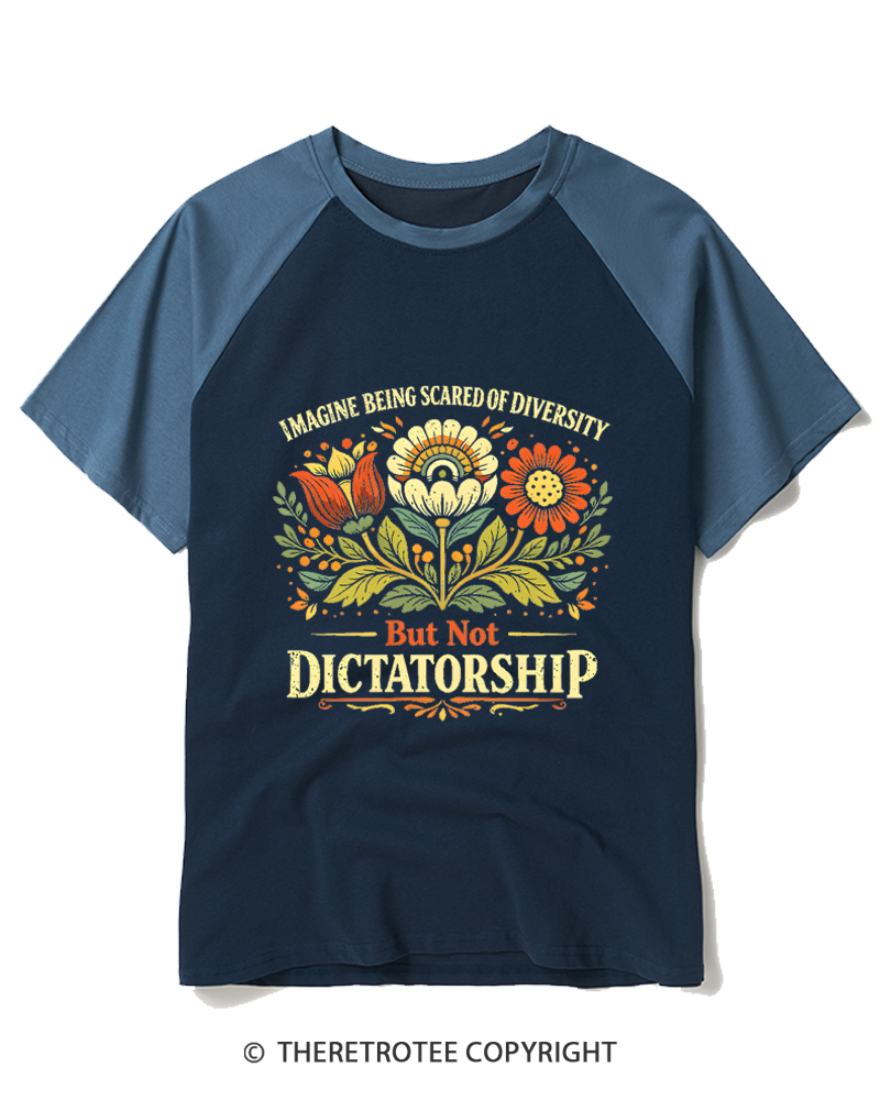 TheRetroTee Imagine Being Scared Of Diversity 1970s Raglan Baseball T-Shirt